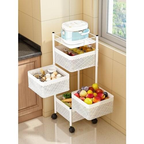 TT Rotatable Kitchen Shelf Floor Multi-Layer Living Room Multi-Functional Fruit and Vegetable Basket Storage Basket Shelf
