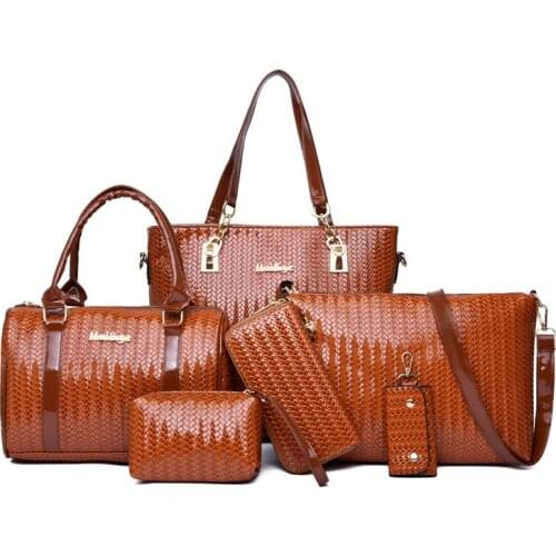 Womens Bag 2020 European and American Fashion Womens Shoulder Bag Handbag New Six-Piece Pu Messenger Different Size Bags