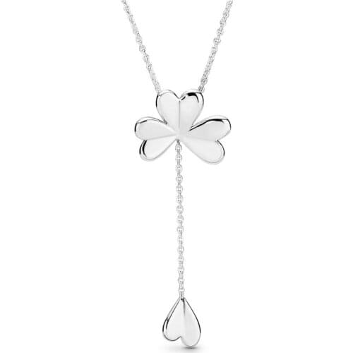 Authentic 925 Sterling Silver Lucky Four-Leaf Clover Fashion Necklace Fit Pandora Women Bead Charm Gift DIY Jewelry