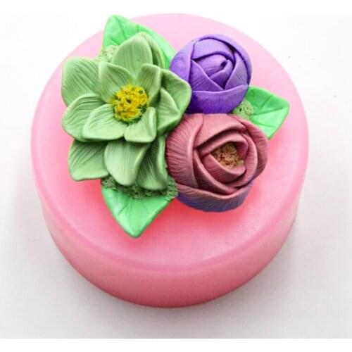 1PCS 3D Rose Camellia cake Decoration silicone Molds Rose Shaped chocolate handmade soap candy moulds