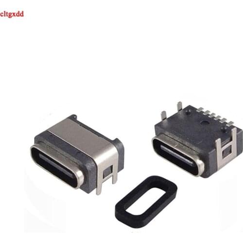 1Pcs Type c 3.1 USB Female Jack 6P 4 Feet Smd Inline Panel Waterproof Dwaterproof Water Diy Connector Repair