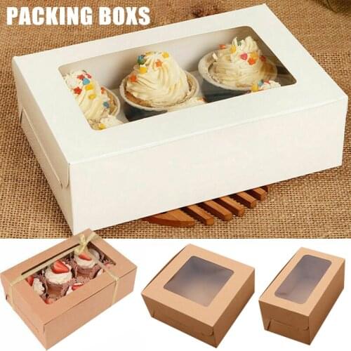 10PCS 2/4/6 Holes Kraft Paper Cupcake Packing Box Muffin Wedding Party Case Holder Box Great For Family Gatherings Or Cake Sales