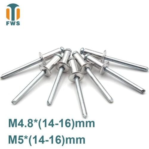 10 PCS M4.8/M5 14-16mm DIN EN ISO 15977 GB /T 12618.1 Aluminum Open End Blind Rivets Pop Rivets With Protruding Head
