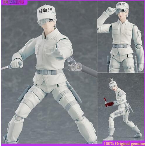 100% Original:Cells at Work! white blood cell figma 15cm PVC Action Figure Anime Figure Model Toys Figure Collection Doll Gift