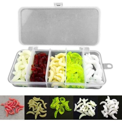 100PCS Worms Fishing Lures Artificial Bait Maggots Crankbait Carp Fishing Tackle Lure Soft Durable Fishing Baits Swimbaits