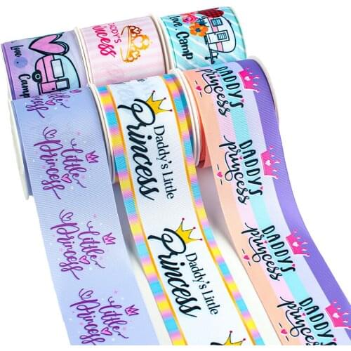 10yadrs Dadys Little Princess Patterns Grosgrain Ribbons Printed DIY Crafts Handmade Bows Accessories