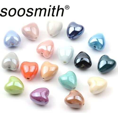 12mm Charms Solid Color Peach Heart Ceramic Beads Loose Spacer Beads For Jewelry Making Diy Necklace Bracelet keychain Wholesale