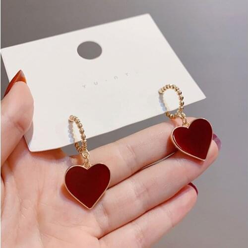 2020 new trendy fashion French earrings Korean temperament earrings simple red love earrings exquisite elegant Womens Earrings
