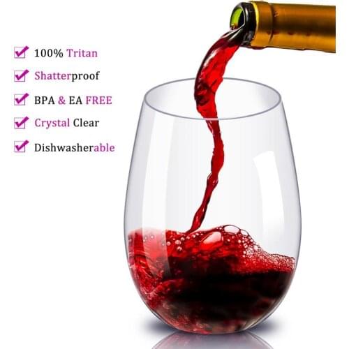 450ML 4Pcs Clear Plastic Shatterproof Water Wine Whiskey Cup Drinking Mug Set