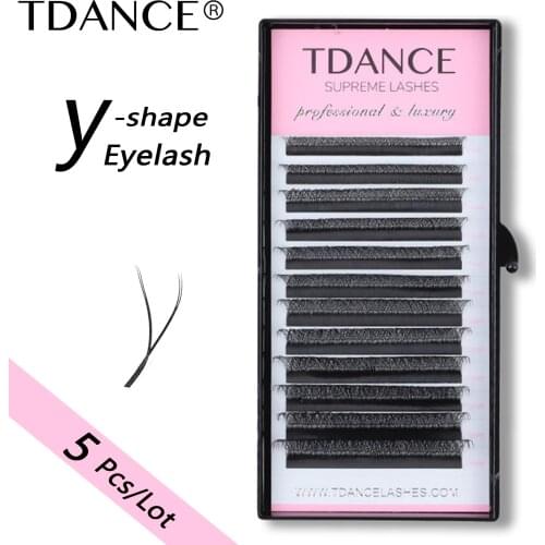 TDANCE 5Pcs Y-shape Hand Woven Premium Mink Soft Light Natural Eyelashes Extension Makeup Mesh Net Cross False Eyelash