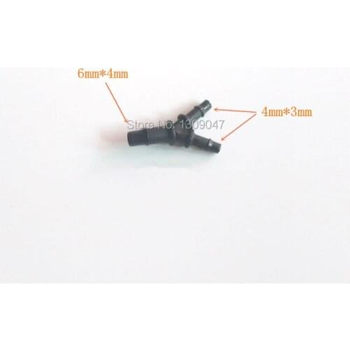 50pcs/lot plastic UV ink tube connector solvent printer tube connector 6X4mm to 4X3mm Mutoh Roland Mimaki UV Y shaped connectors
