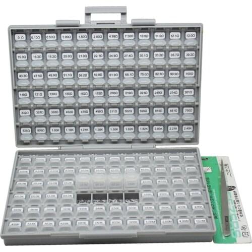 AideTek Surface Mount 0805 1%Resistor BOX organizzation storage Kit 10M ohm 100pc/value 14400pcs in assorted plastic R08E24100