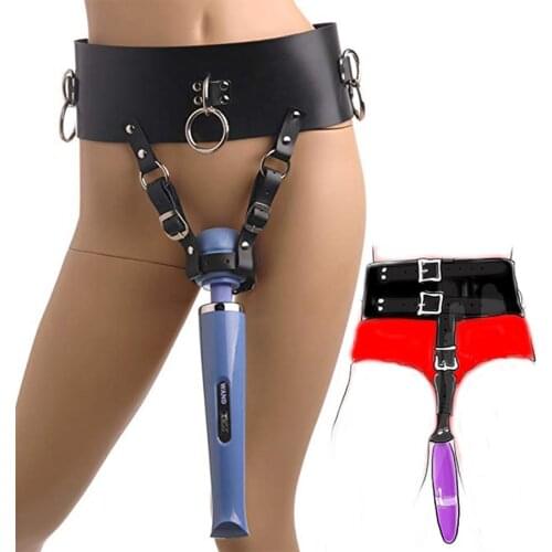 BDSM Forced Orgasm SM Bondage,Chastity Harness,Strap On Vibrating Panties,Magic Wand Vibrator Holder,Sex Toys For Women