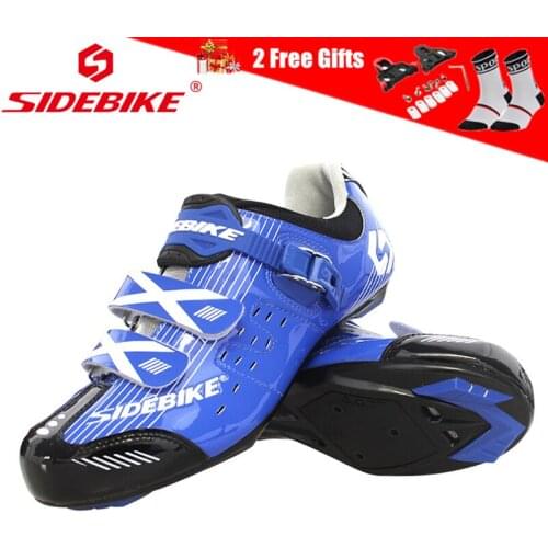 SIDEBIKE Processional Bicycle Shoes Cycling Road Mountain Bike Shoes Men Breathable Anti-slip MTB Racing Athletic Shoes Blue