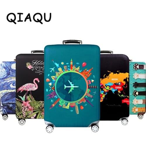 Thick Elastic World Map Luggage Protective Cover Zipper Suit For 18-32 inch Bag Suitcase Covers Trolley Cover Travel Accessories