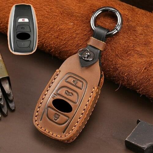 Genuine Leather Remote Car Key Fob Cover Case Shell Holder Keychain For Subaru Forester Legacy Outback WRX Impreza XV Crosstrek