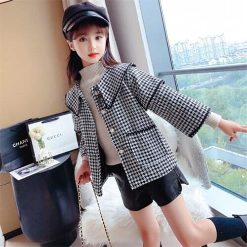 Woolen Girls Babys Kids Coat Jacket 2021 Beauty Warm Thicken Winter Autumn Cotton Pocket Buttons Outerwear Childrens Clothing