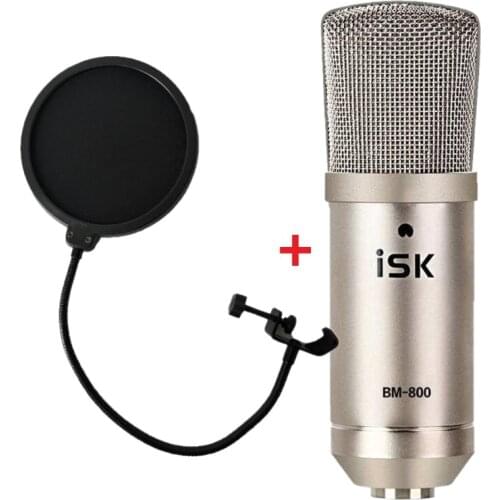 ISK BM-800 with Pop filter professional condenser recording mic for music create/broadcast/studio recording/on-stage performance