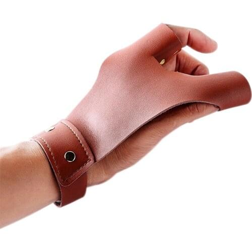 2 Fingers Cow Leather Traditional Archery Bow Gloves Tip Protector for Outdoor Hunting Shooting Left Hand YS-BUY