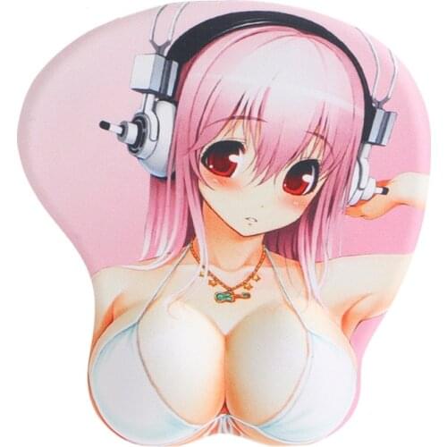 Mousepad Creative Cartoon Anime 3D Sexy Chest Silicone Mouse Mice Pad Wrist Rest Support High Quality