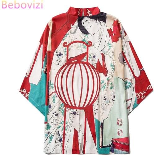 M-XXL New 2021 Fashion Loose Japanese Ukiyoe Streetwear Cardigan Women Men Harajuku Haori Kimono Cosplay Blouse Yukata Clothes