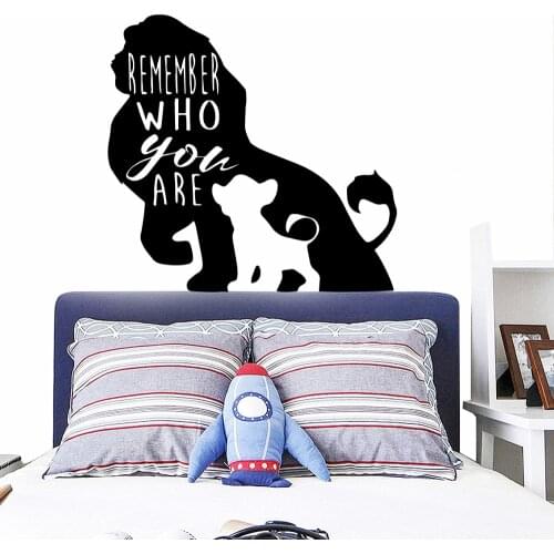 Cartoon Lion King Wall Sticker Quote Remember Who You Are Decal Kids Bedroom Wall Decor Baby Room Decoration Simba Parents' love