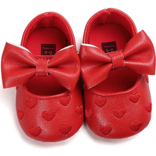 2021 Autumn New Baby Shoes Love Embroidery Shoes Bowknot Newborn Shoes Infant Princess Shoes Baby Girls Soft-soled Toddler Shoes