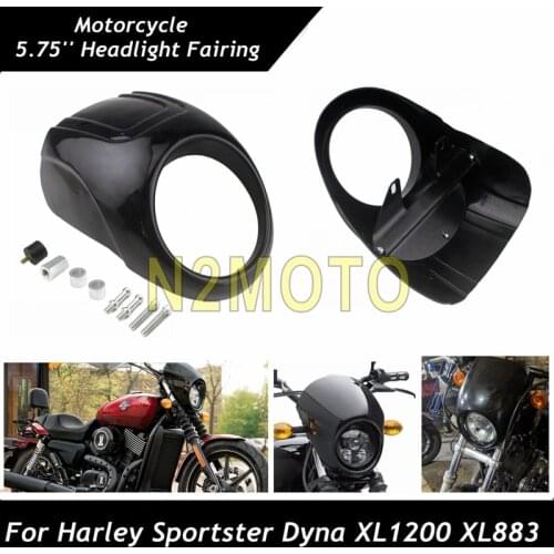 Motorcycle Headlight Fairing ABS 5-3/4" Front Light Mask Cover For Harley Sportster XL883 Iron XL1200 48 72 Dyna FXR Cafe Racer