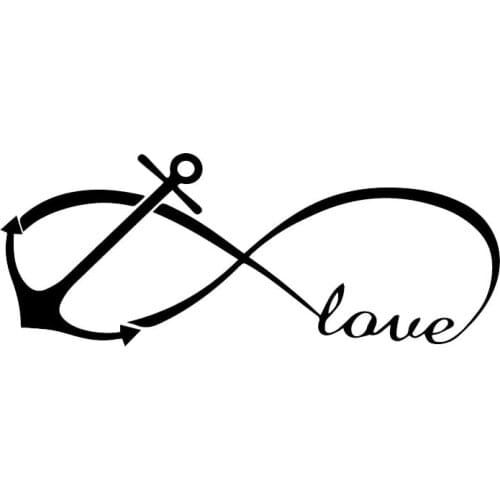 Love Anchor Cute Art High Quality Car Decoration Applique Personality Pvc Waterproof Car Window Applique Black/white, 17cm*7cm