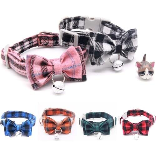 Kitten Collar with Bell bow Breakaway Adjustable Cats Collar Puppy Collar Pet Supplies Collier for Kittens 1PC