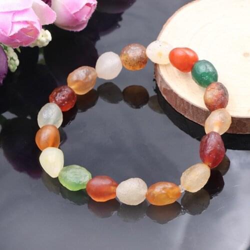 Sand Desert Gobi Beach Beads Bracelet Natural Agates Candy Color Stone Strand Bracelets Bangle Wristband Gifts jewelry 19cm B326