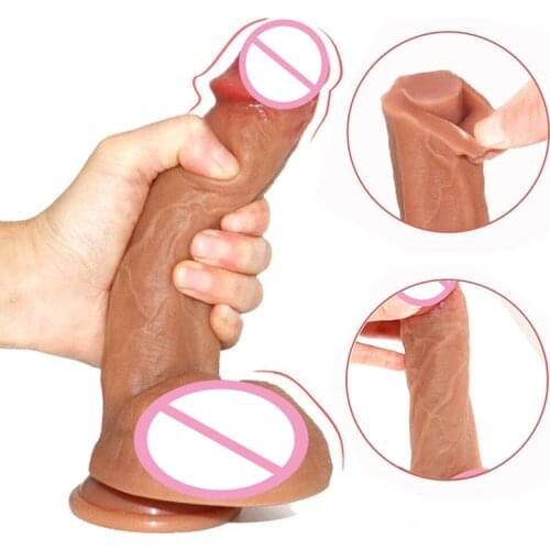 8.46" Skin Realistic Dildo Soft Liquid Silicone Huge Big Penis with Suction Cup Sex Toys for Woman Strapon Female Masturbation