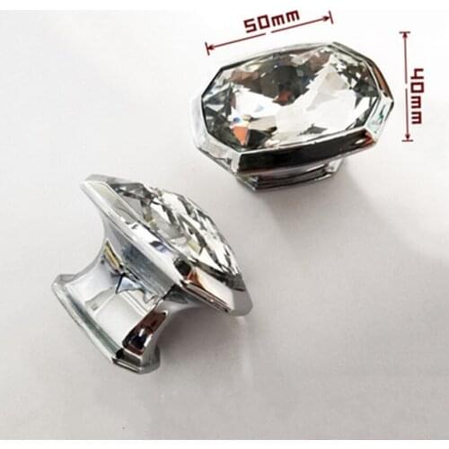16mm modern simple fashion transparent crystal drawer cabinet knob pull Shiny silver chrome kitchen cabinet cupborad door handle