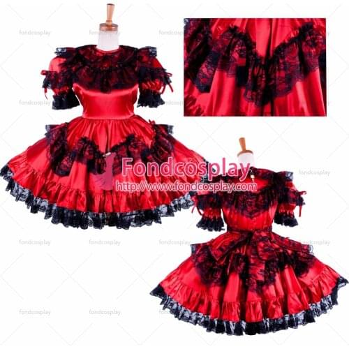 Lockable Sissy maid Satin dress Uniform costume Tailor-made[G1590]