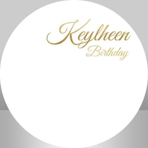 Sensfun Sold White and Golden Writing Happy Birthday Party Round Backdrop Decor Banner Circle Background Cover