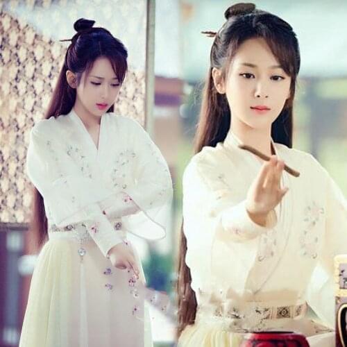 White Embroidery Super Fairy Female Costume Hanfu JinMi YangZi Fairy Costume for Newest TV Play Xiang Mi Chen Chen Jin Ru Shuang