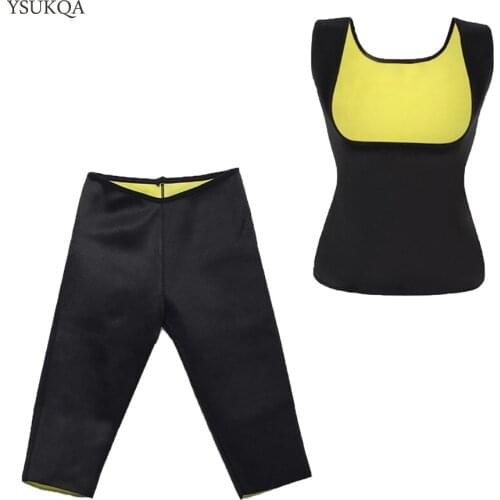YSUKQA ( Pant+Vest) Neoprene Control Panties Body Shaper Thermal Slimming Vest Pant Waist Trainer