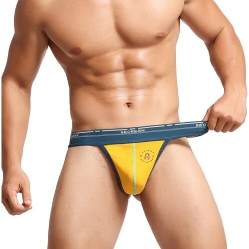 SEOBEAN Mens Sexy T Back Thong Cotton Underwear Men Briefs Breathable Low waist Sweat-absorbent Panties Underpants men thongs