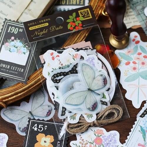 Vintage Stamp Rose Garden Mix Material Paper Junk Journal Planner Butterfly Mushroom Label Craft Paper DIY Scrapbooking Album