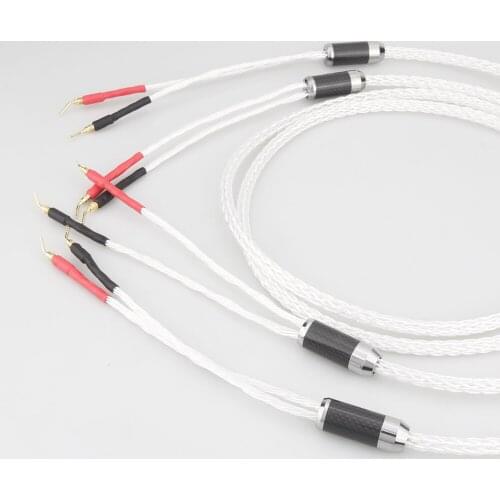 High Quality Audiocrast 8AG Silver Plated 16 Stands HIFI OCC Speaker Cable With 2mm Pin Banana Plug Loudspeaker Cable