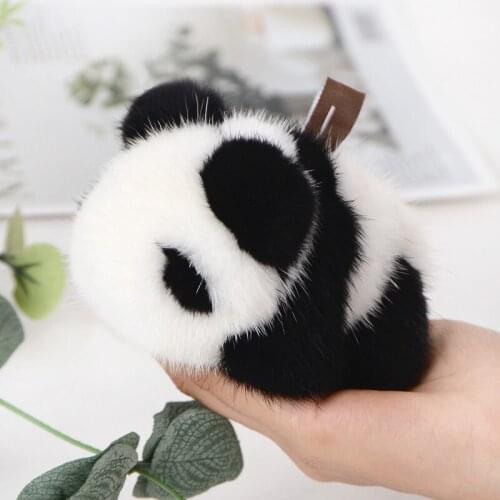 Imported Mink Fur And Fur Pendant Little Panda Doll Fashion Plush Bag Hanging Decoration Meng Pet Car Key Chain