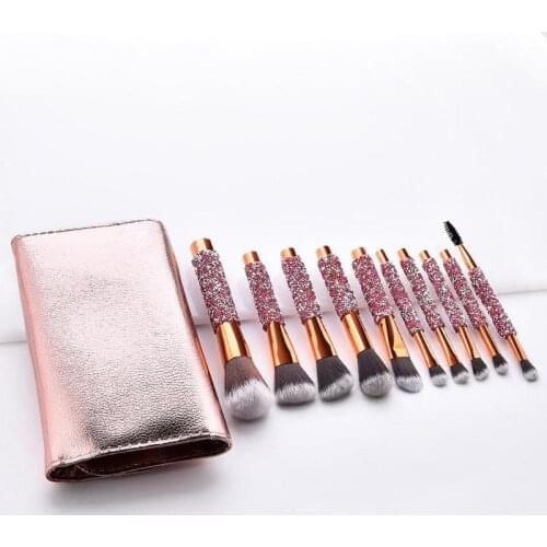 10pcs Crystal Makeup Brushes Tool Set Cosmetic Powder Eye Shadow Foundation Blush Blending Beauty Make Up Brush