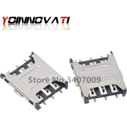 100PCS Nano-SIM card holder Plug Type 6PIN mini sim card socket nano sim card connector best quality