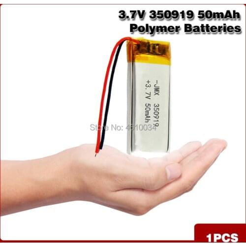 3.7v 50mAh 350919 Lithium Polymer Li-Po li ion Rechargeable Battery For Bluetooth headset massage stick selfie stick Smart watch