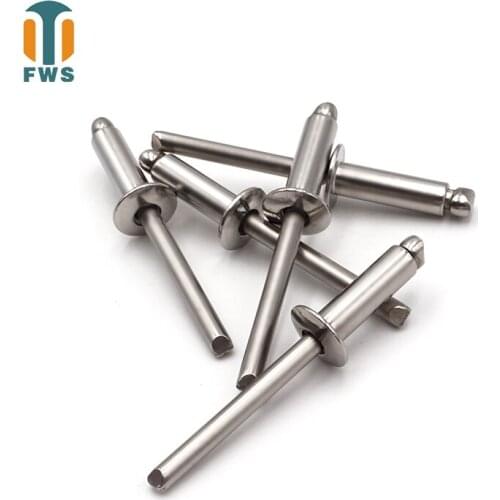 50 PCS M3.2 M4 5-10mm DIN EN ISO 15983 GB /T 12618.4 Stainless Steel Open End Blind Rivets Pop Rivets With Protruding Head