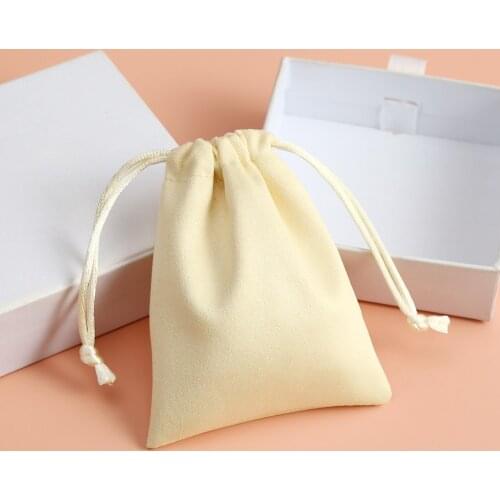 50pcs Yellow Business Packaging Chic Small Jewerly Packaging Pouches Small Flannel Velvet Drawstring Gift Bags Can Personalized