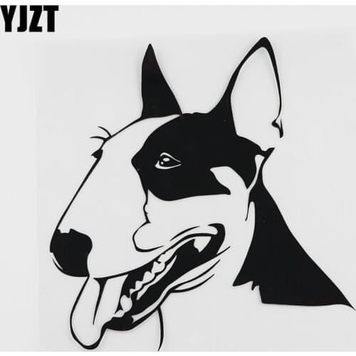 YJZT 14.8CMX15.2CM Stylish Bull Terrier Dog Pets Head Vinyl Car Sticker Black/Silver 8A-0026