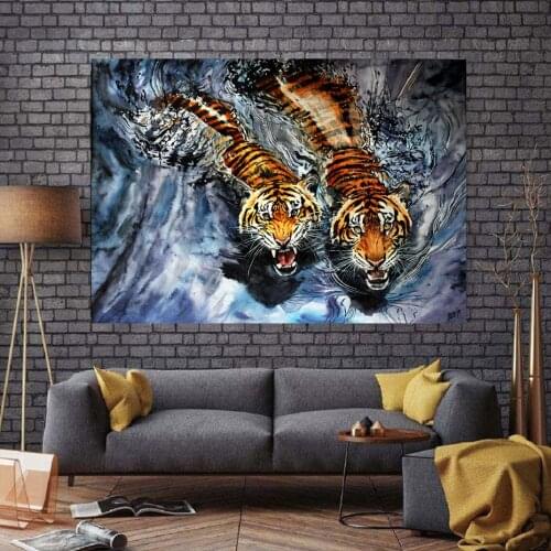 Large Tiger Paintings Animals Canvas Wall Art Posters Decorative Water Color Prints Posters Best Gifts Living Room Home Decor