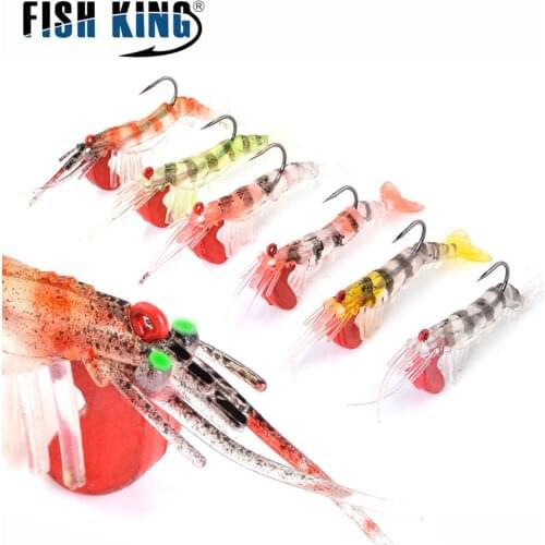 3PCS/lot Soft Shrimp Fishing Lures Artificial Shrimp Baits 7cm/7g 10cm/14.5g Soft Lure Bionic Bait With Lead Hook