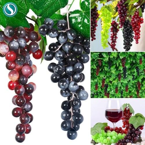Artificial Fruit High Simulation Vivid Grape Vine Hanging Leaves Decoration Home Wedding Garden Pendant Fake Food Party Decor